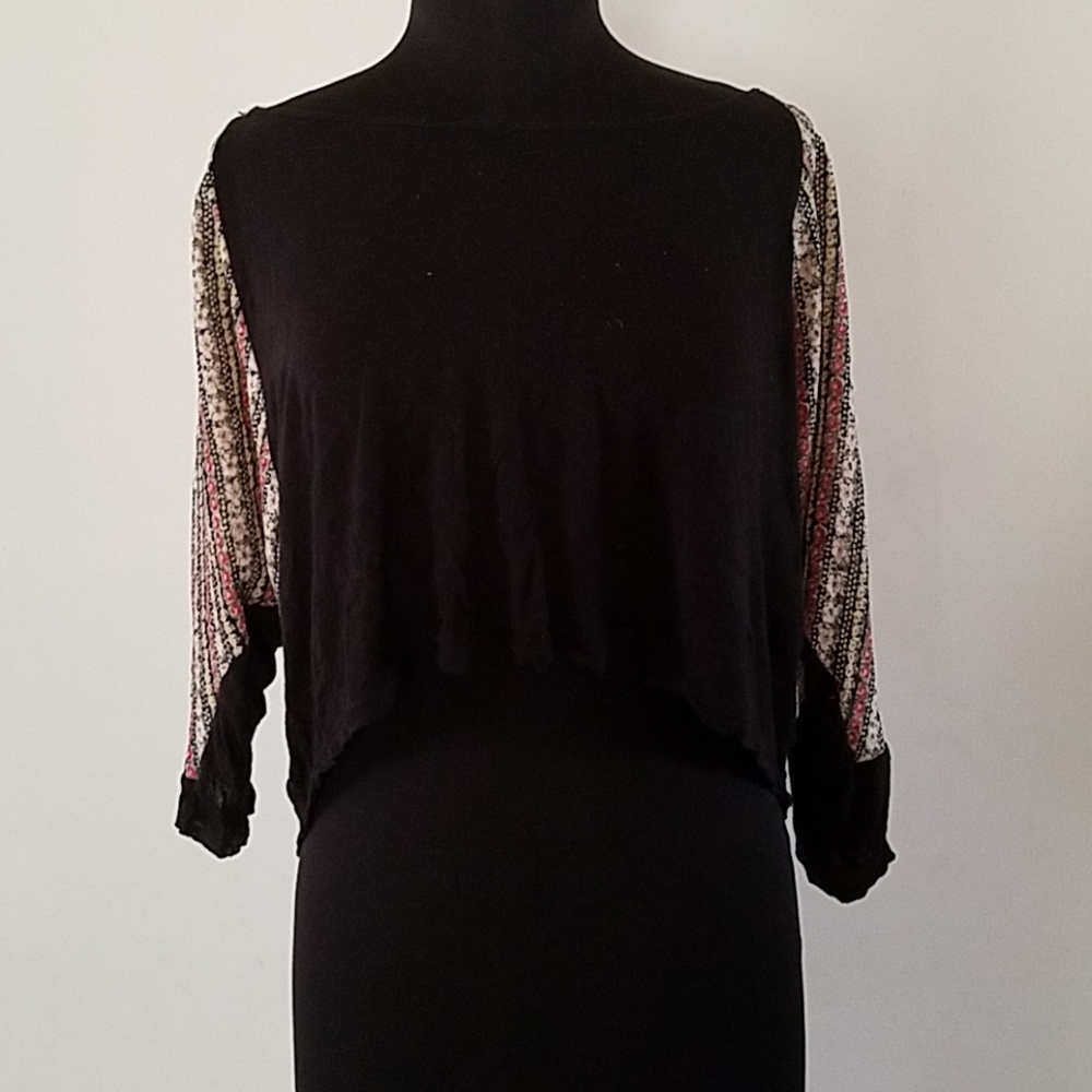 Offers 👍 Black, Loose Sleeve Crop Top